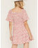 Image #4 - Yura Women's Boot Barn Exclusive Ditsy Floral Smocked Mini Dress, Red, hi-res
