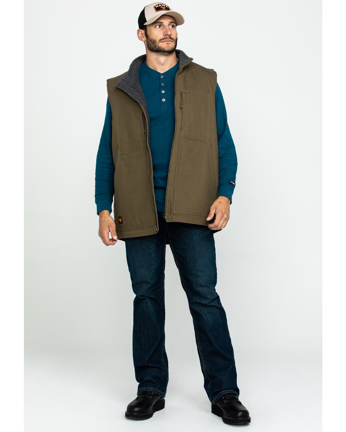 Image #6 - Hawx Men's Olive Canvas Sherpa Lined Work Vest - Tall, , hi-res