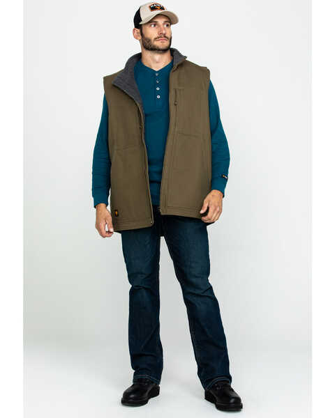 Image #6 - Hawx Men's Olive Canvas Sherpa Lined Work Vest - Tall , , hi-res
