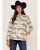 RANK 45 Women's Quilted Multicolored Southwestern Shacket, Ivory, hi-res