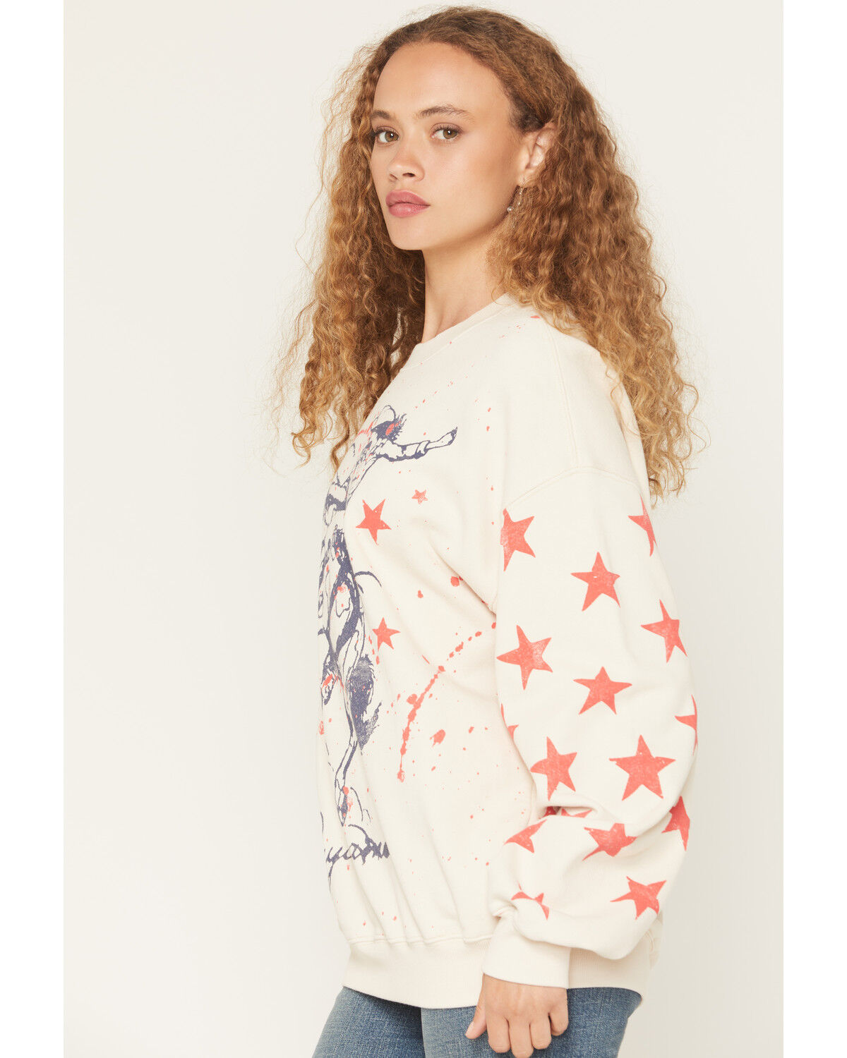Image #2 - Day Dreamer Women's Rodeo Star Graphic Crewneck Sweatshirt, White, hi-res