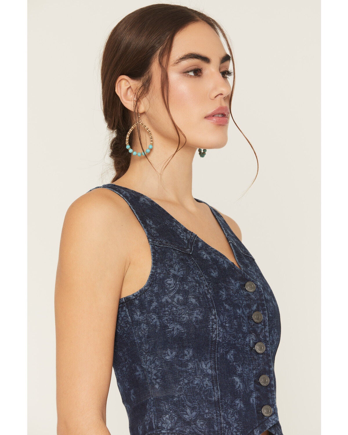 Image #3 - Shyanne Women's Lucy Floral Print Vest, Dark Wash, hi-res