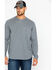 Hawx Men's Solid Pocket Crew Long Sleeve Work T-Shirt - Big & Tall , Heather Grey, hi-res