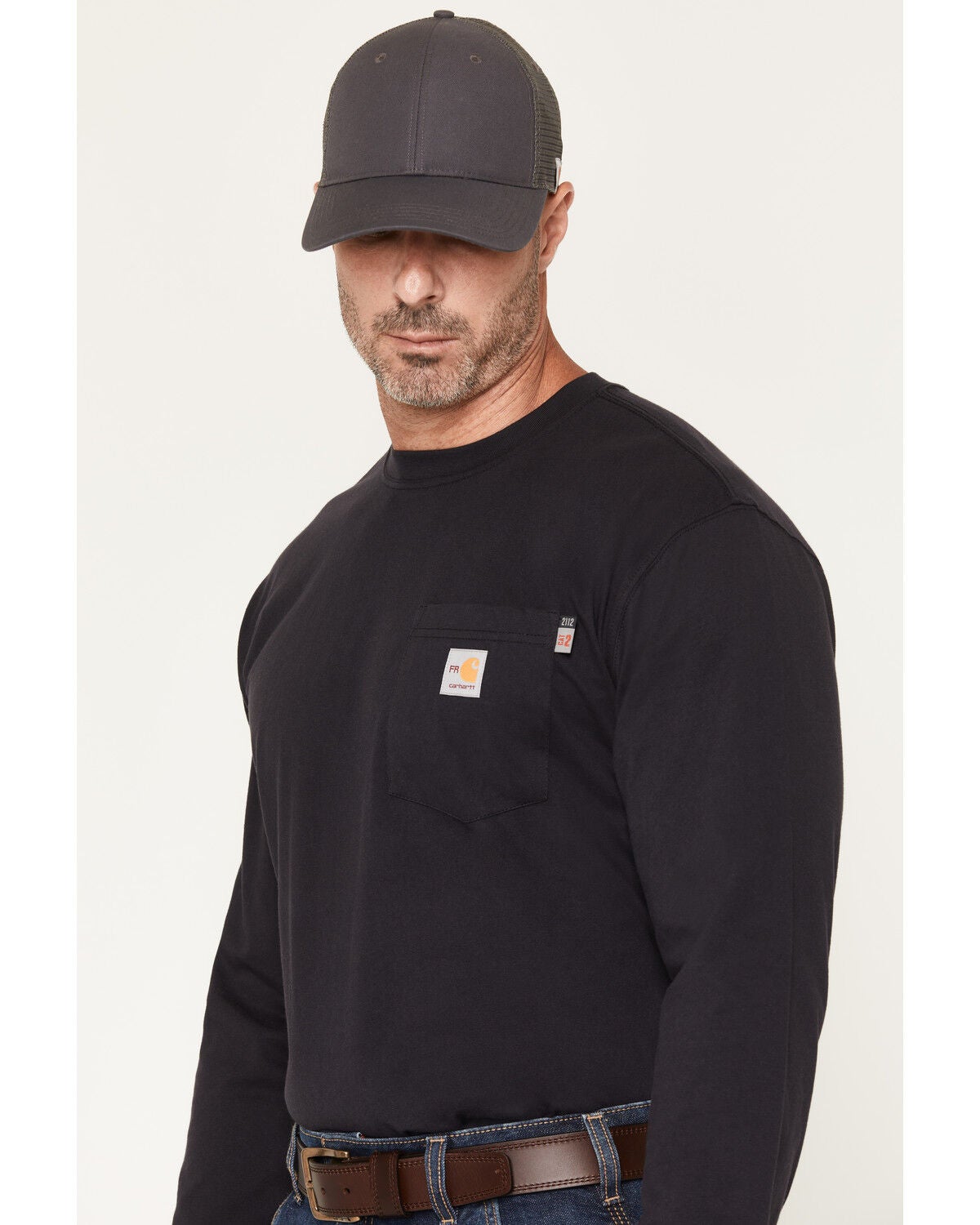 Image #4 - Carhartt Men's FR Force&reg; Irvine Wrench Bolt Long Sleeve Work Pocket T-Shirt, Black, hi-res