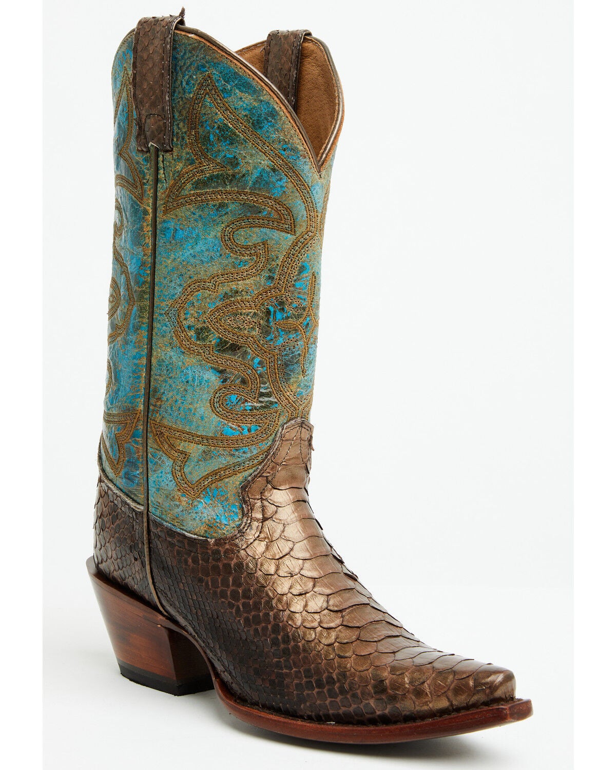 Shyanne Women's Exotic Python Western Boots - Snip Toe, Turquoise, hi-res