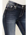 Image #4 - Miss Me Women's Dark Wash Mid Rise Floral Longhorn Pocket Bootcut Stretch Denim Jeans, , hi-res