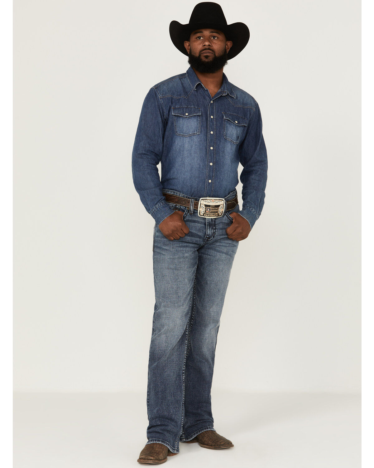 Image #1 - Cody James Men's Peacemaker Stretch Regular Bootcut Jeans, Dark Medium Wash, hi-res