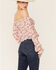 Beyond The Radar Women's Floral White Smocked Chiffon Off Shoulder Top, White, hi-res