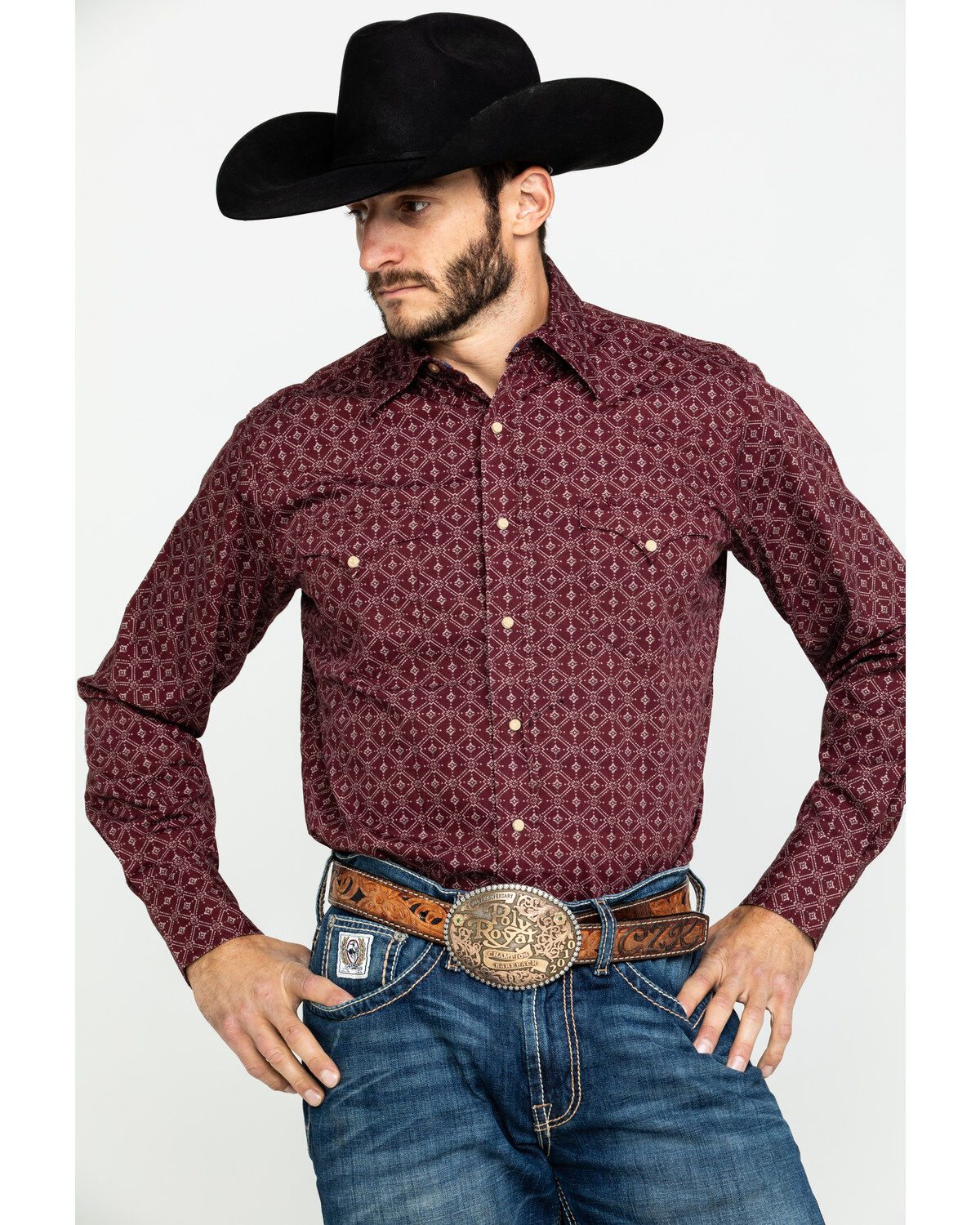 western lattice printed dress