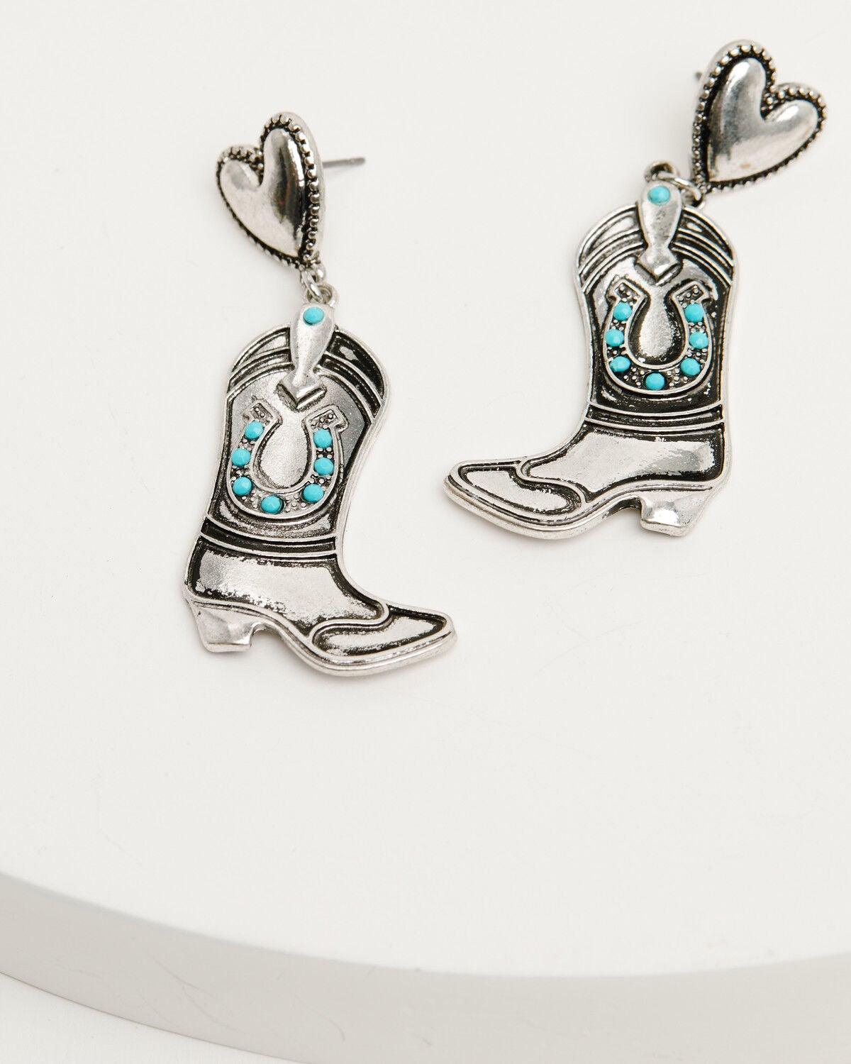 Shyanne Women's Boot and Horseshoe Earrings, Silver, hi-res
