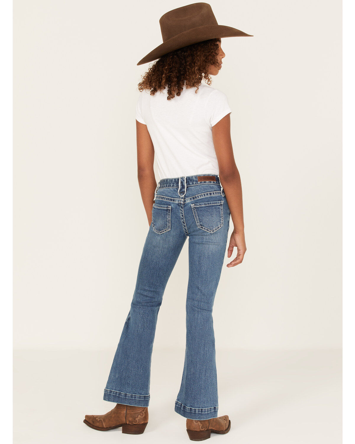 Image #3 - Rock & Roll Denim Little Girls' Medium Wash Arrow Pocket Trouser Jeans, Medium Wash, hi-res