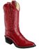Old West Girls' Red Leather Western Boots - Pointed Toe, , hi-res
