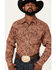 Cinch Men's Modern Fit Paisley Print Long Sleeve Snap Western Shirt , Burgundy, hi-res