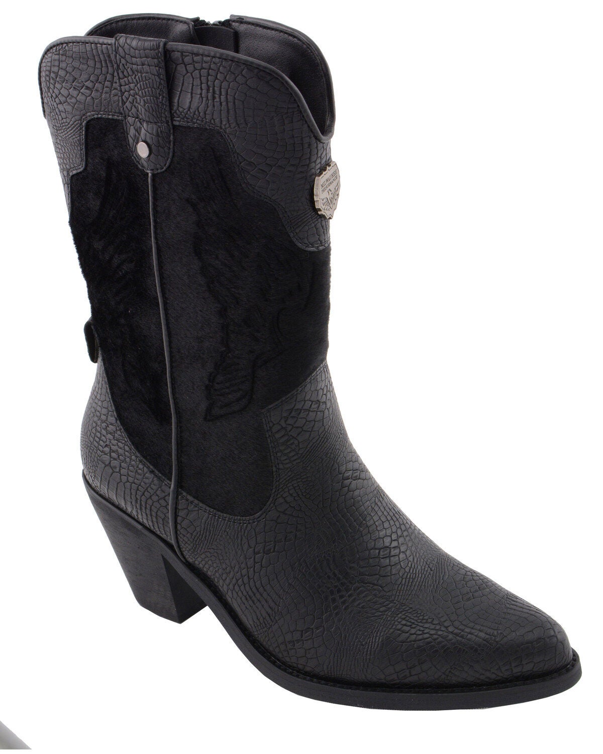 Milwaukee Leather Women's Snake Print Western Boots - Round Toe, Black, hi-res