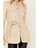 Mauritius Leather Women's Tie Front Prague Leather Shacket, Cream, hi-res