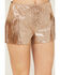 Wonderwest Women's Foiled Suede Shorts, Brown, hi-res