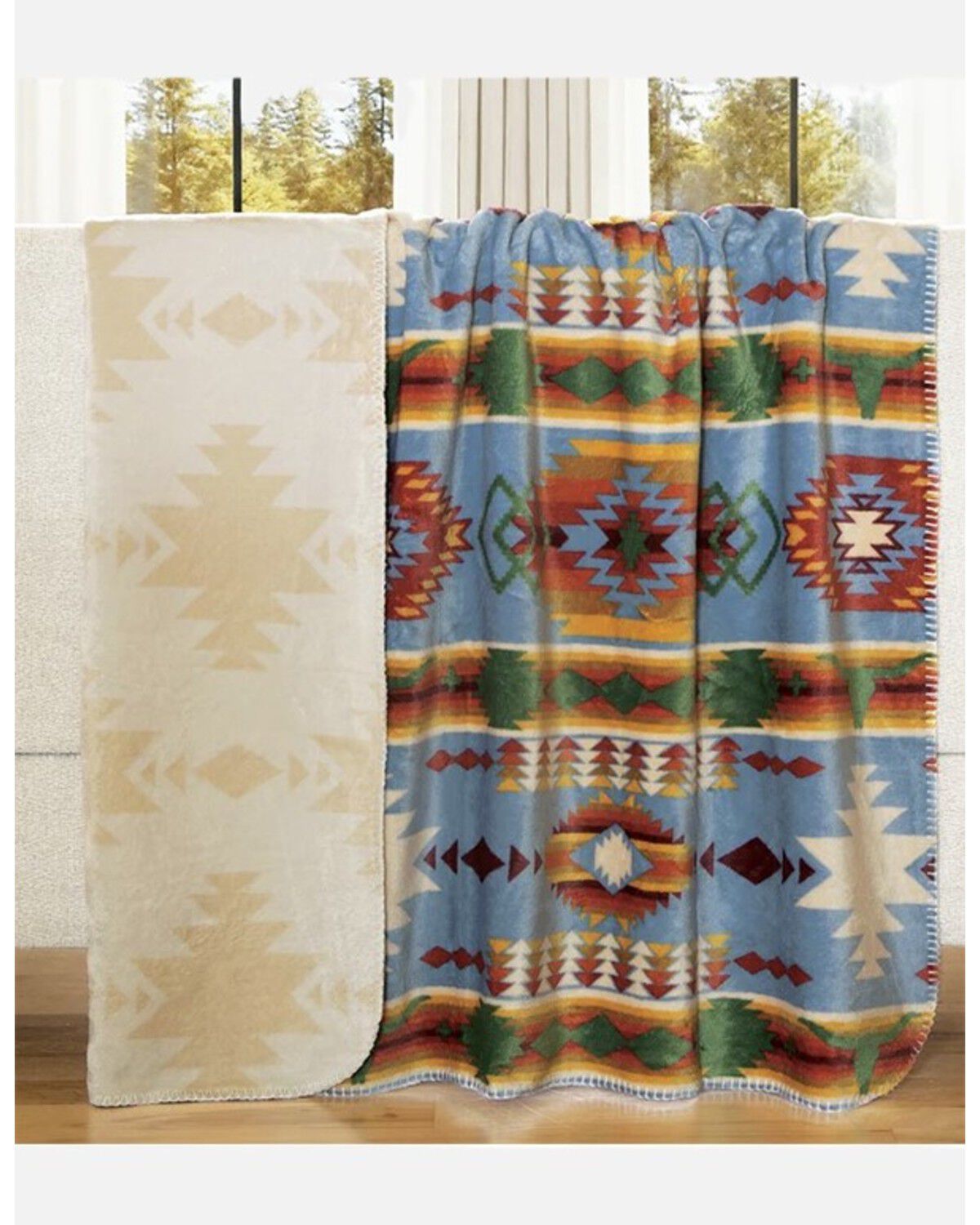 Image #1 - Carstens Home Wrangler Rio Grande Reversible Plush Throw, Multi, hi-res