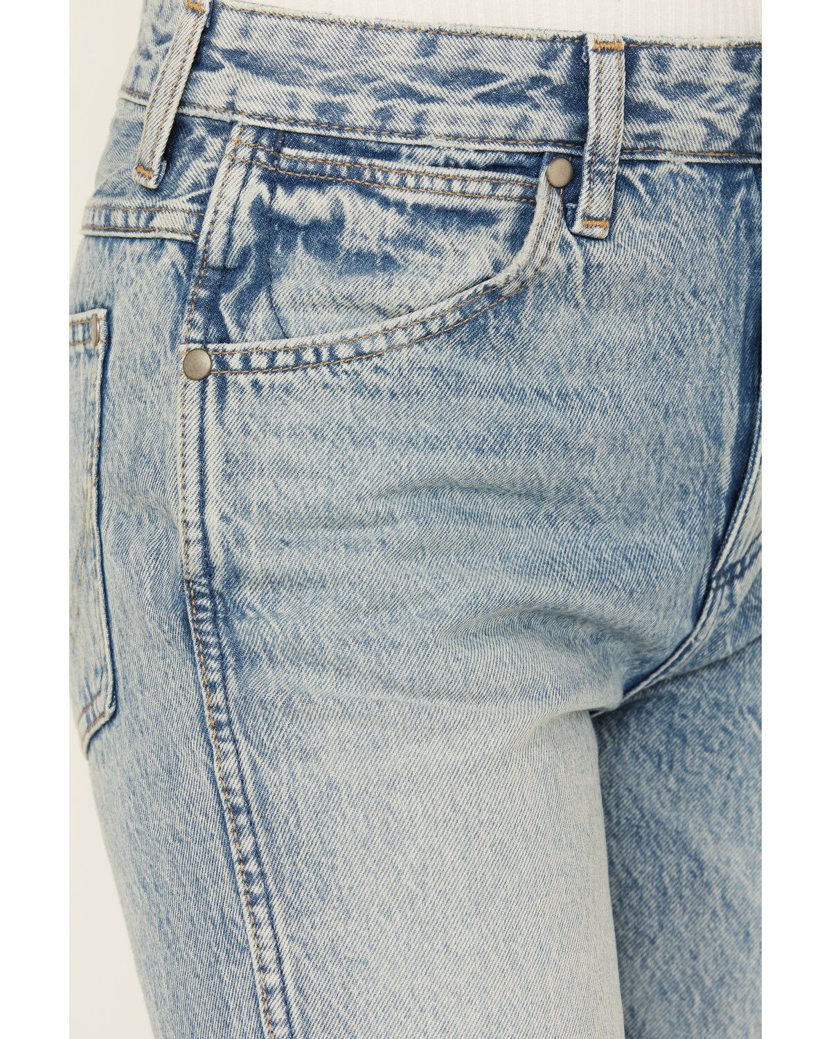 Image #2 - Wrangler Women's Wild West Destructed Light Wash High Rise Straight Jeans, Light Wash, hi-res