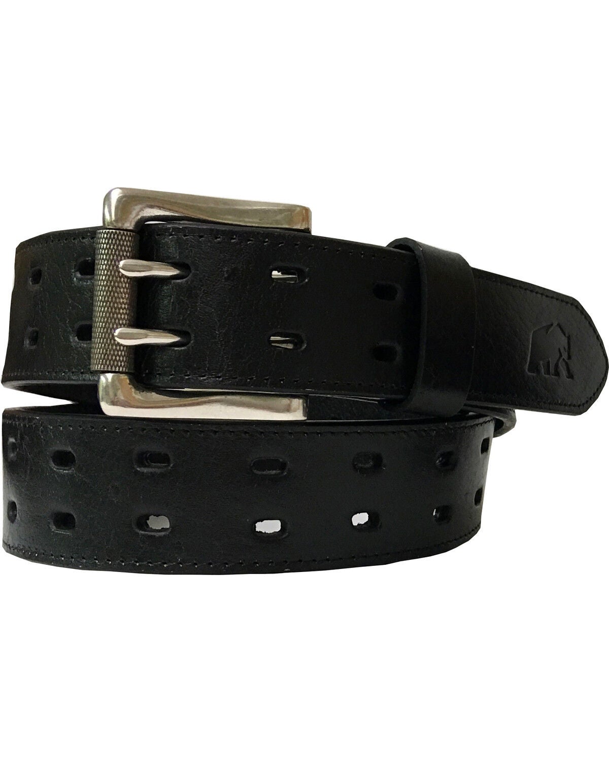 Berne Men's Genuine Leather Double Row Belt, Black, hi-res