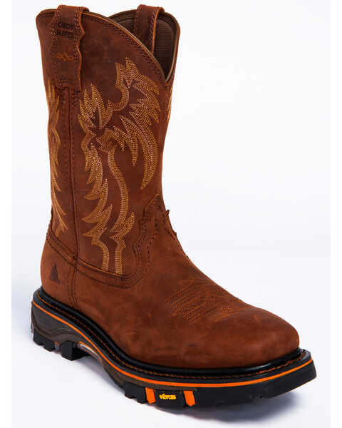 Image #1 - Cody James Men's 11" Decimator Western Work Boots - Soft Toe, Brown, hi-res