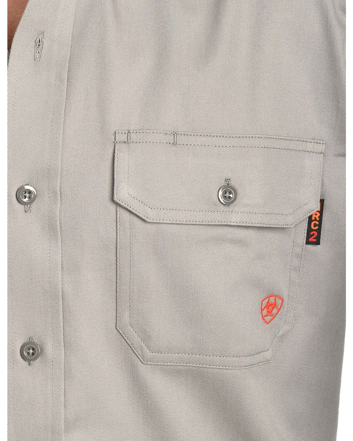 Image #2 - Ariat Men's Woven Solid Print Fire Resistant Work Shirt, Silver, hi-res