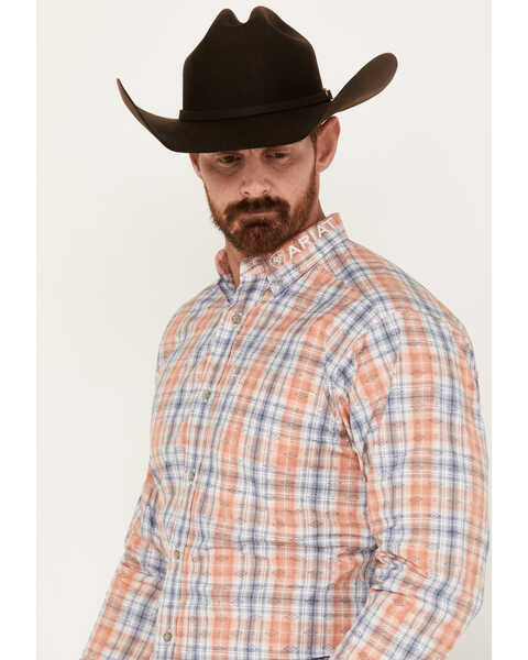 Image #2 - Ariat Men's Team Damion Southwestern Plaid Print Long Sleeve Button-Down Western Shirt , Peach, hi-res