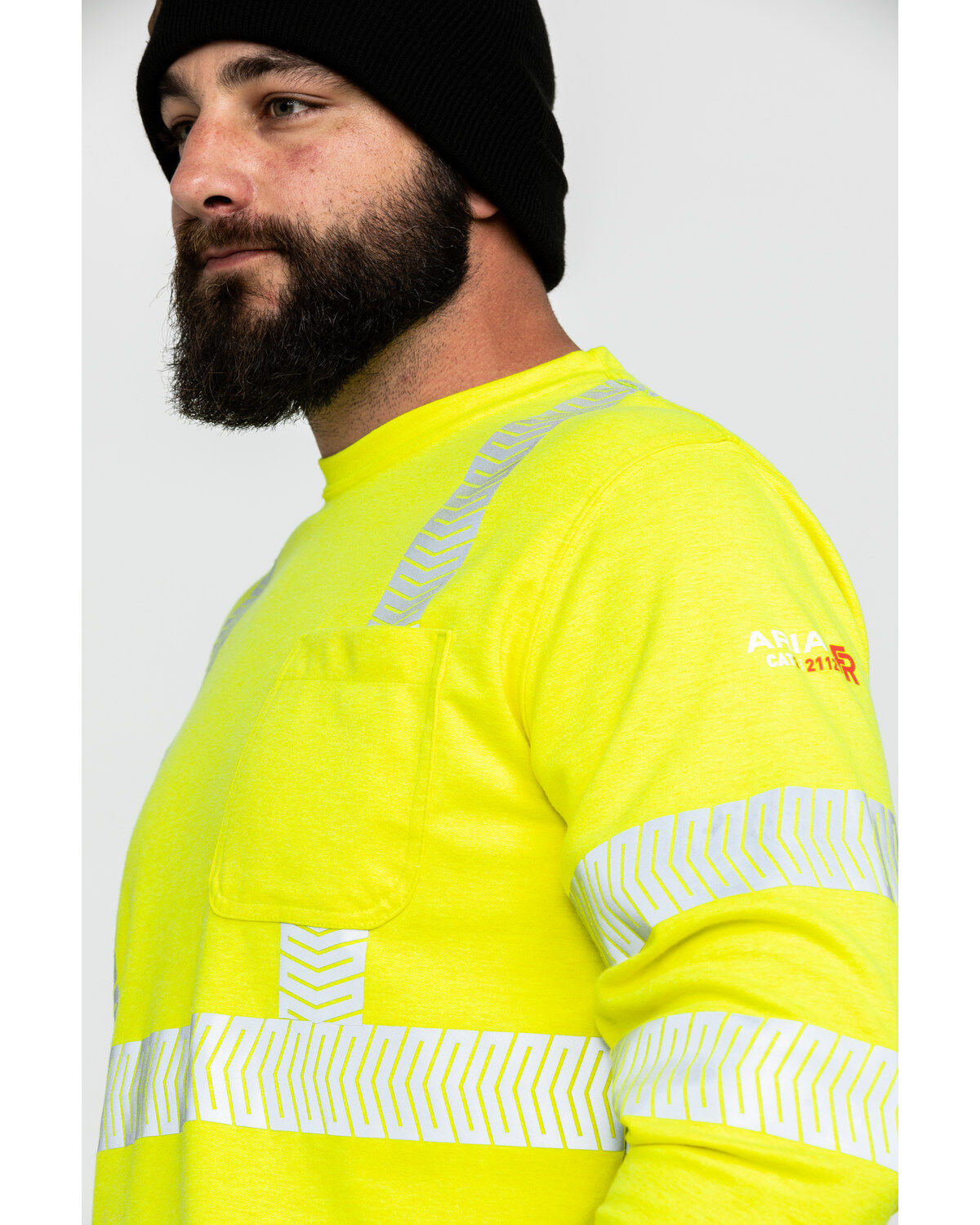 Image #5 - Ariat Men's FR Crew Hi-Vis Long Sleeve Work Shirt, Yellow, hi-res