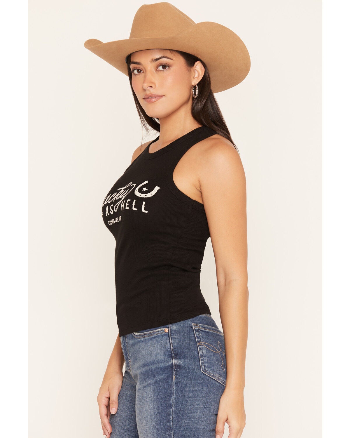 Image #2 - Cowgirl Up Women's Lucky As Hell Graphic Tank, Black, hi-res