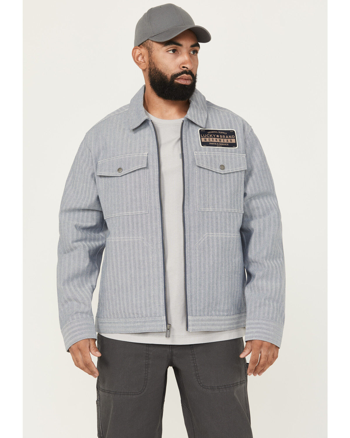 Image #1 - Lucky Brand Workwear Men's Herringbone Gas Station Jacket, Blue, hi-res