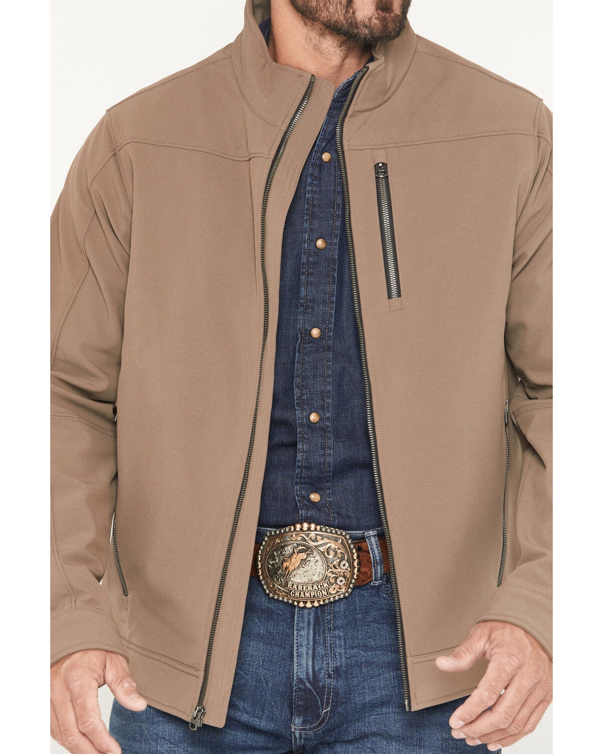 Image #3 - Cinch Men's Bonded Concealed Carry Softshell Jacket - Big, Brown, hi-res