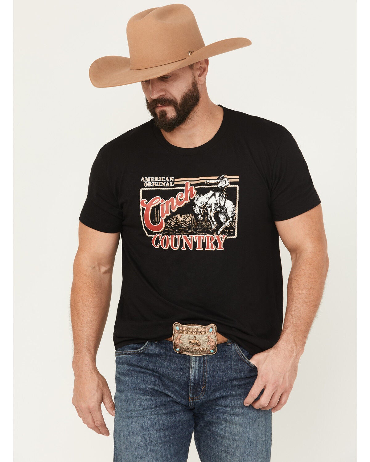 Cinch Men's Country Cowboy Short Sleeve Graphic T-Shirt, Black, hi-res