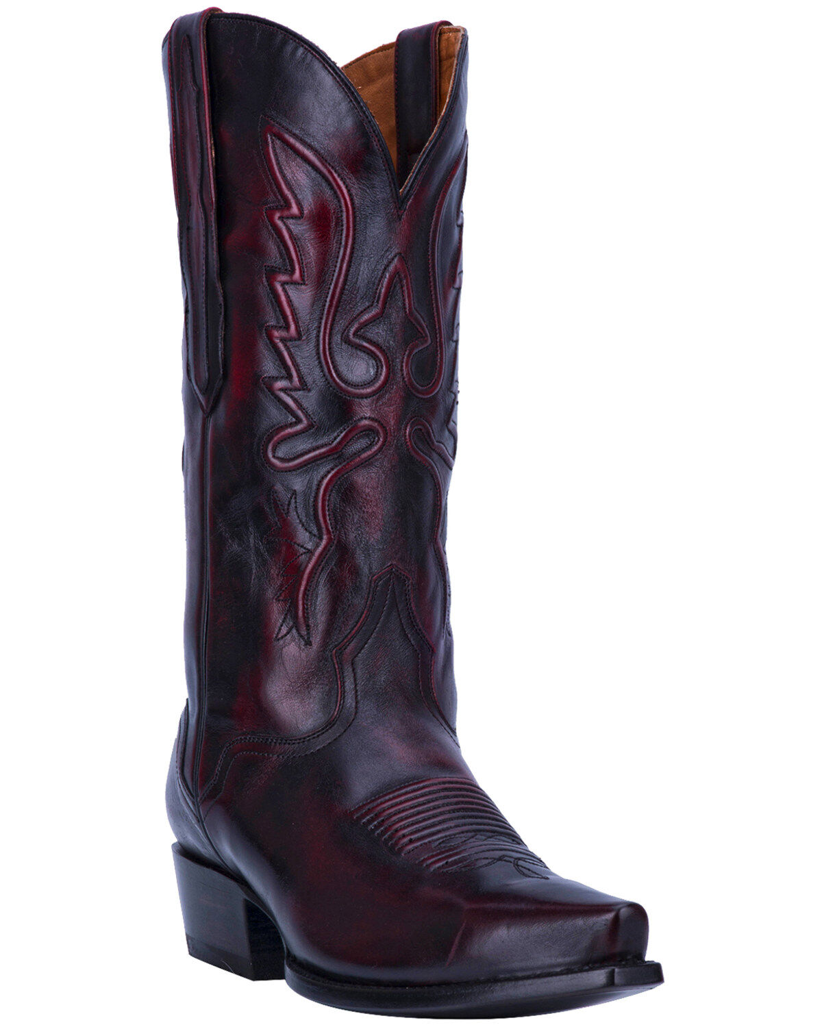 El Dorado Men's Handmade Black Cherry Calfskin Cowboy Boots - Snip