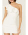 Flying Tomato Women's Reinette White Denim One Shoulder Mini Dress, White, hi-res