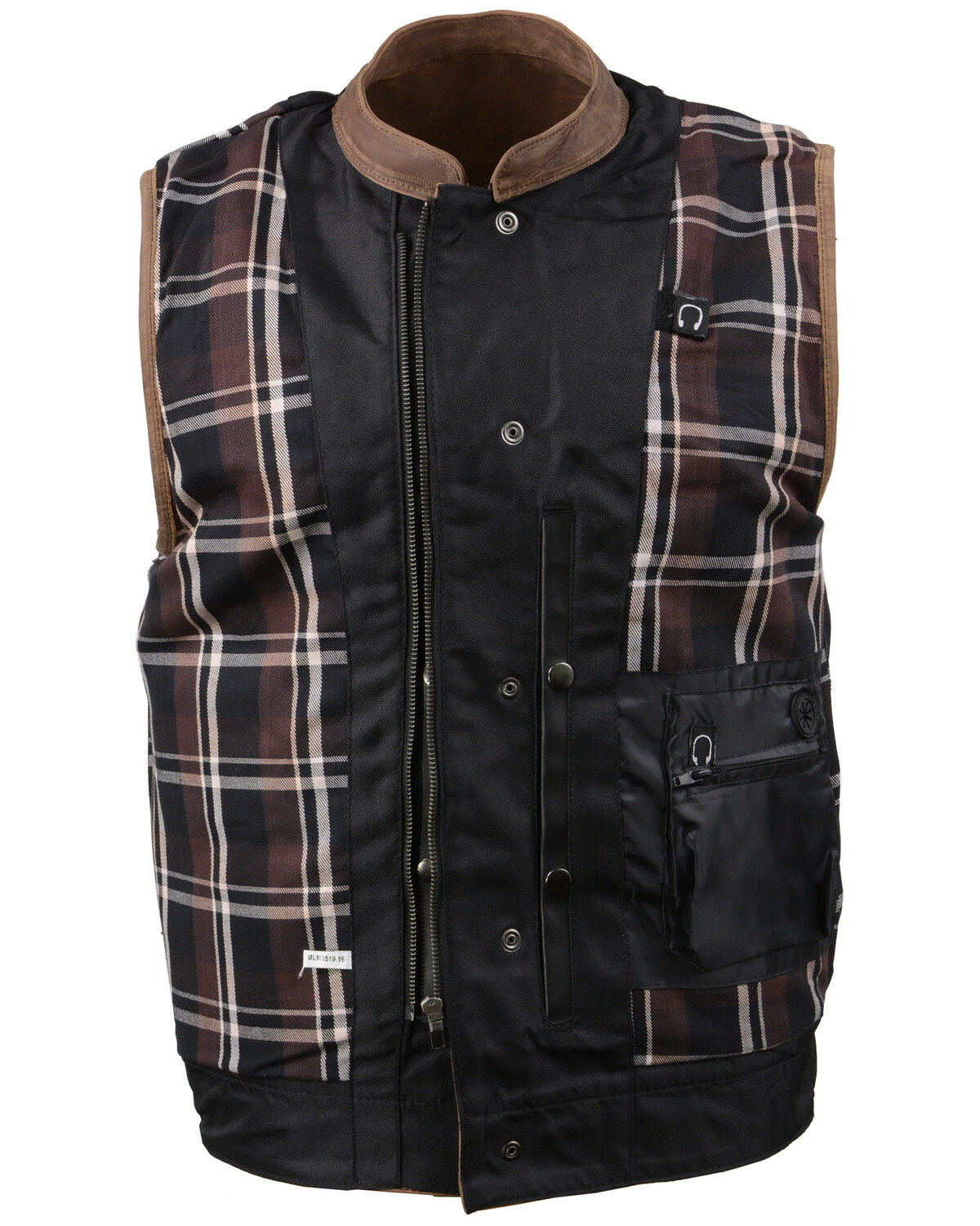 Image #3 - Milwaukee Leather Men's Rustler Concealed Carry Vintage Motorcycle Leather Vest, Brown, hi-res