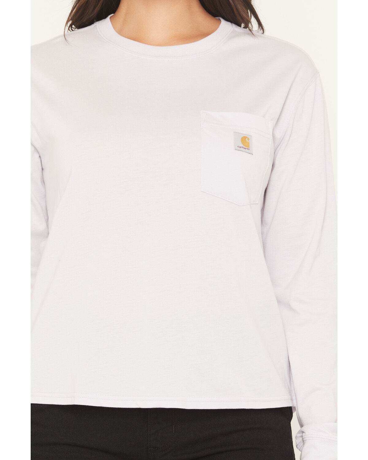 Image #3 - Carhartt Women's TENCEL™ Fiber Series Loose Fit Long Sleeve Crewneck Pocket T-Shirt, Lavender, hi-res