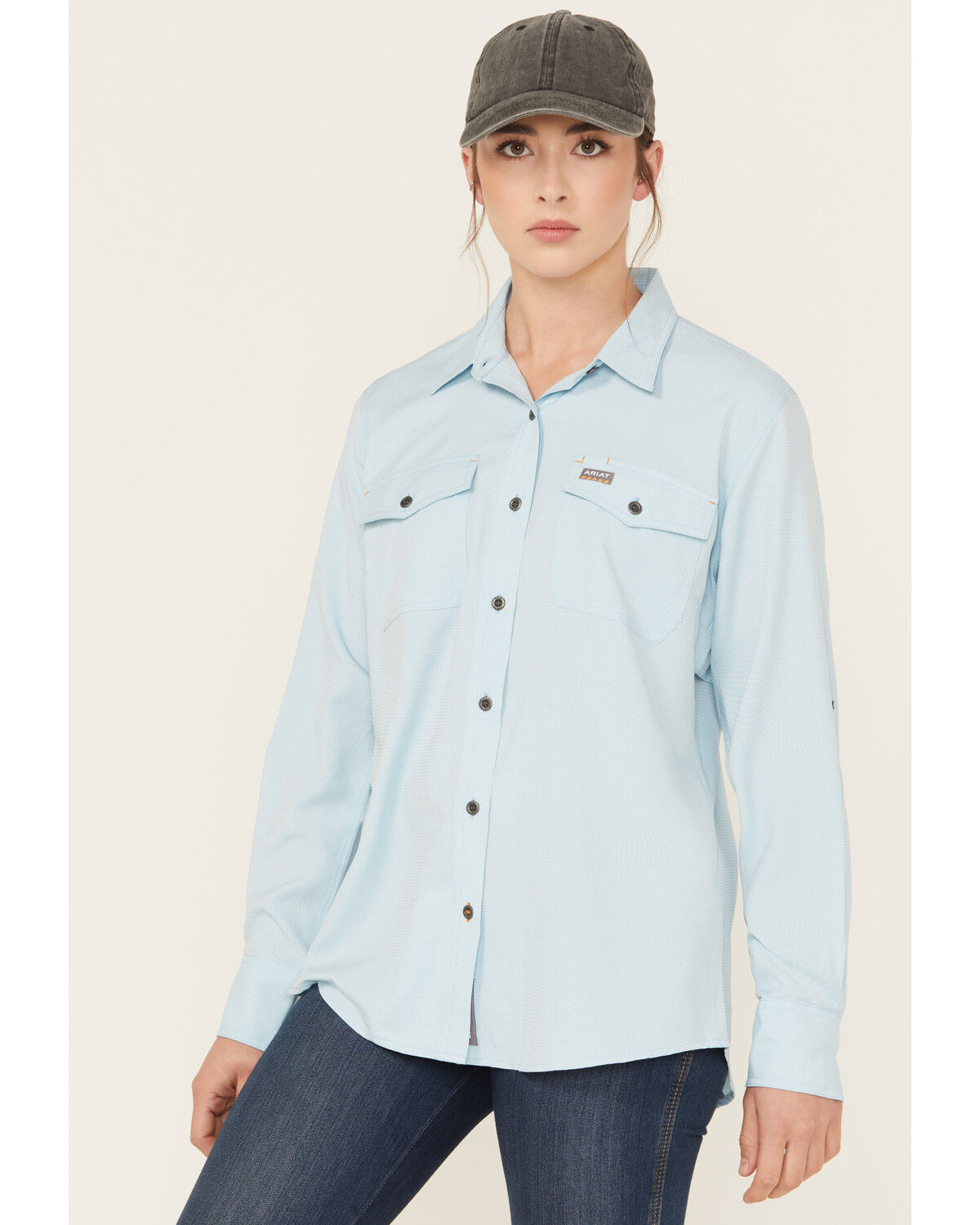Image #1 - Ariat Women's Rebar Made Tough VentTEK Long Sleeve Work Shirt, Blue, hi-res