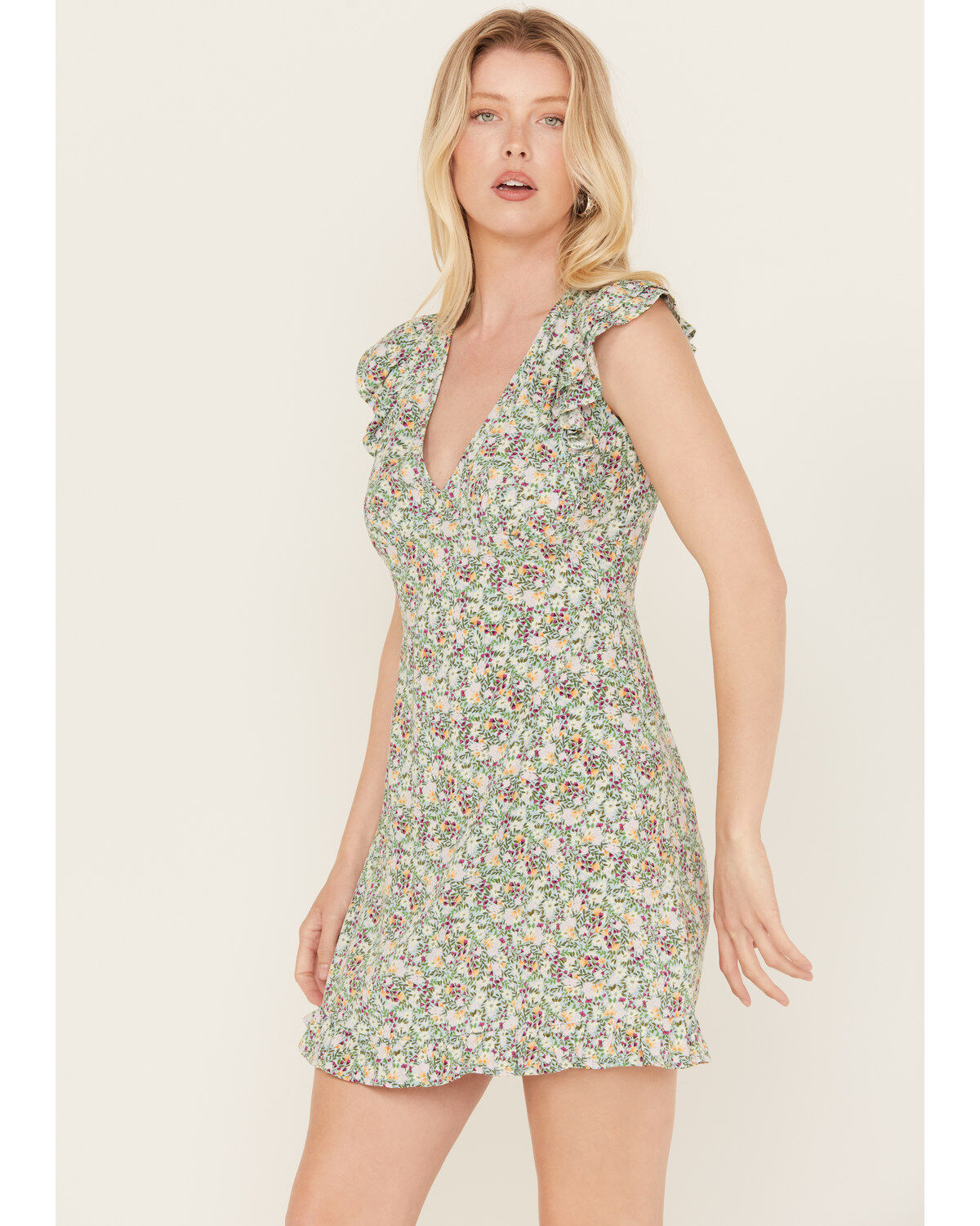 Image #2 - Sadie & Sage Women's Floral Little Luau Ruffle Mini Dress, , hi-res