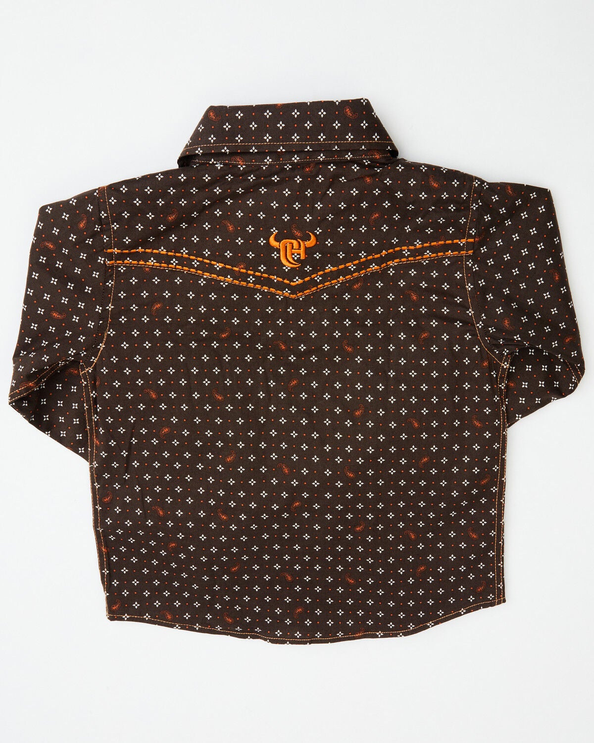 Image #3 - Cowboy Hardware Toddler Boys' Geo Print Long Sleeve Snap Stretch Western Shirt, Brown, hi-res
