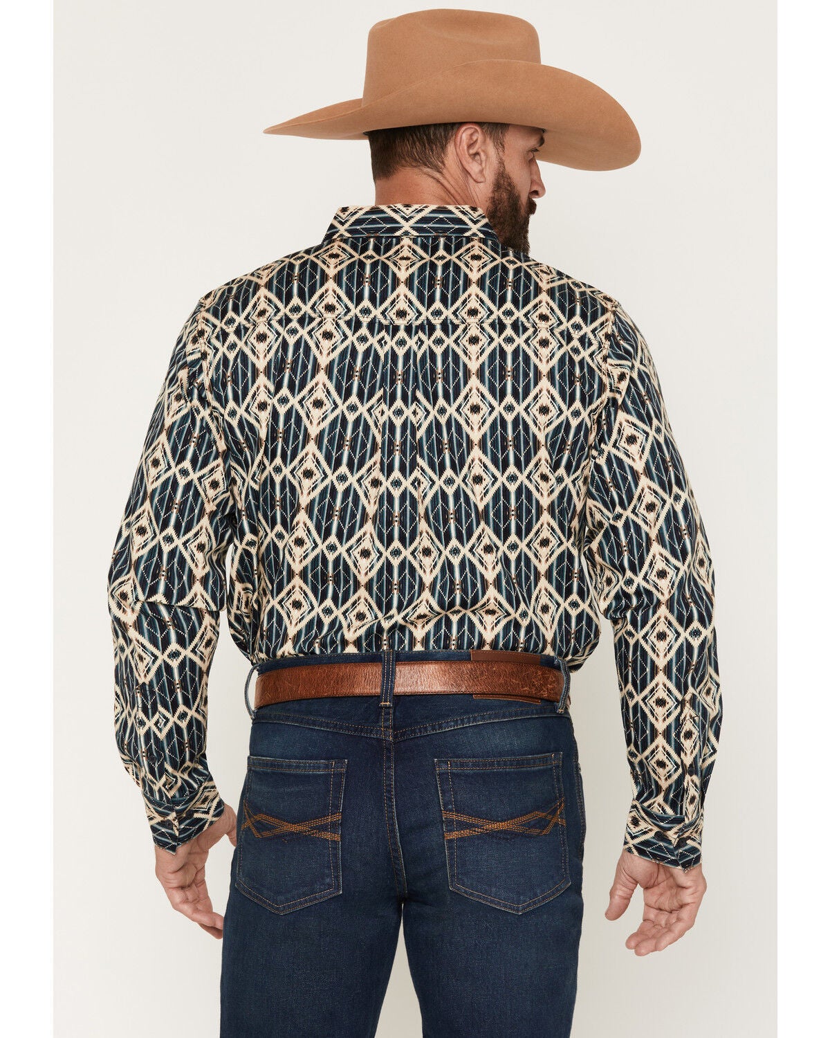 Image #4 - RANK 45&reg; Men's Mohave Southwestern Print Long Sleeve Button-Down Stretch Western Shirt, Navy, hi-res