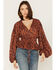 Image #1 - Jen's Pirate Booty Women's Floral Print Long Sleeve Wildflower Tarot Top, Rust Copper, hi-res
