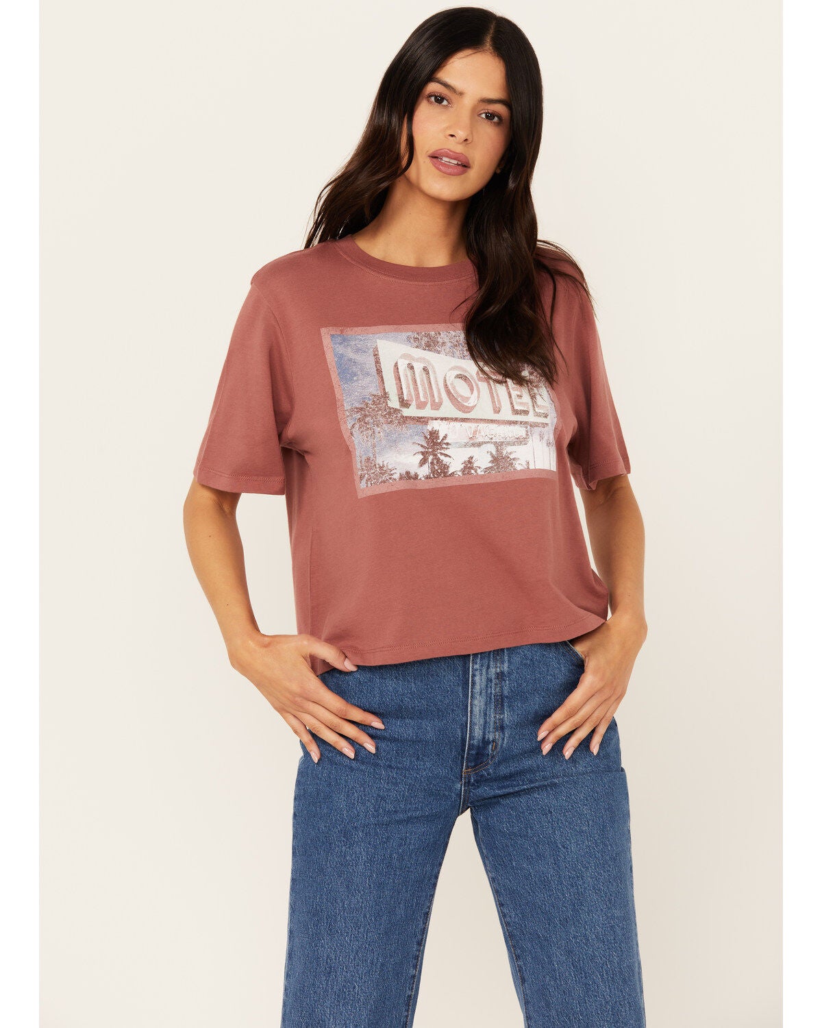 Cleo + Wolf Women's Brooklyn Motel Short Sleeve Graphic Tee, Oatmeal, hi-res