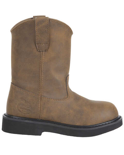Georgia Youth Boys' Pull-On Work Boots, Brown, hi-res