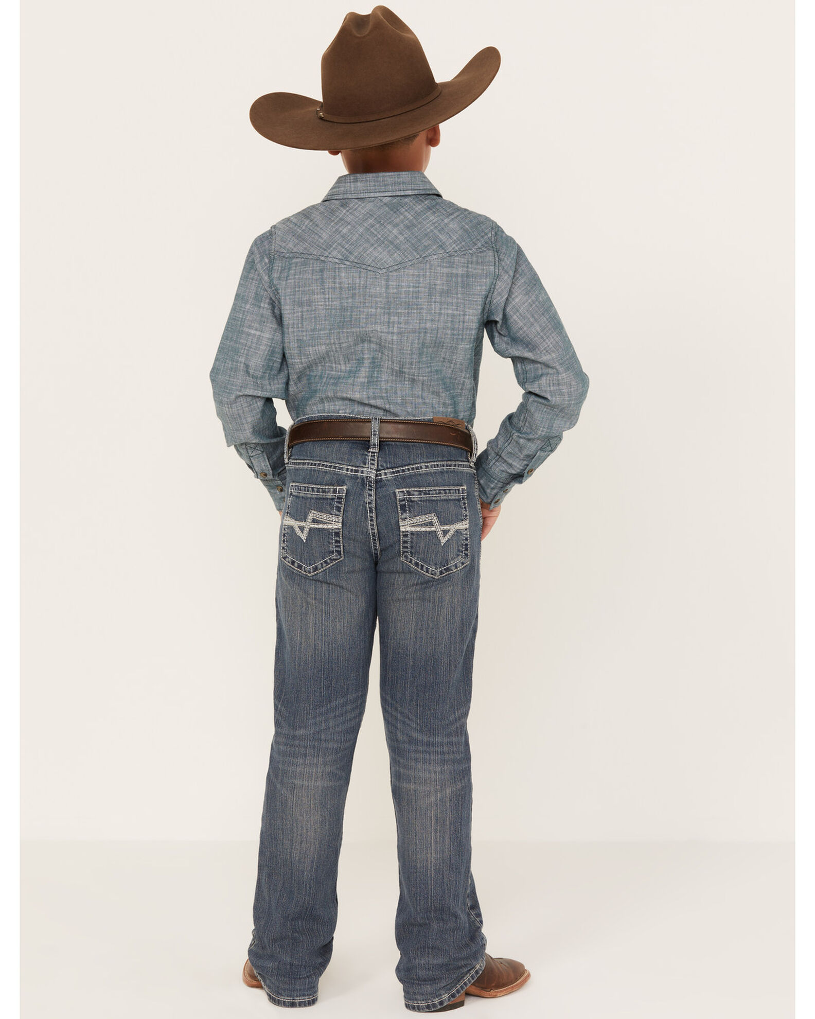 Image #3 - Cody James Boys' Stone Cold Wash Slim Boot Stretch Jeans, Dark Medium Wash, hi-res