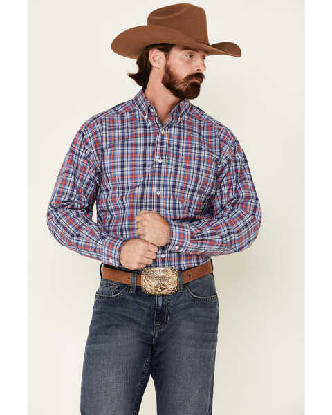 Image #2 - Ariat Men's Brandon Small Plaid Long Sleeve Western Shirt , , hi-res