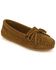 Women's Minnetonka Suede Kilty Moccasins, Dusty Brn, hi-res