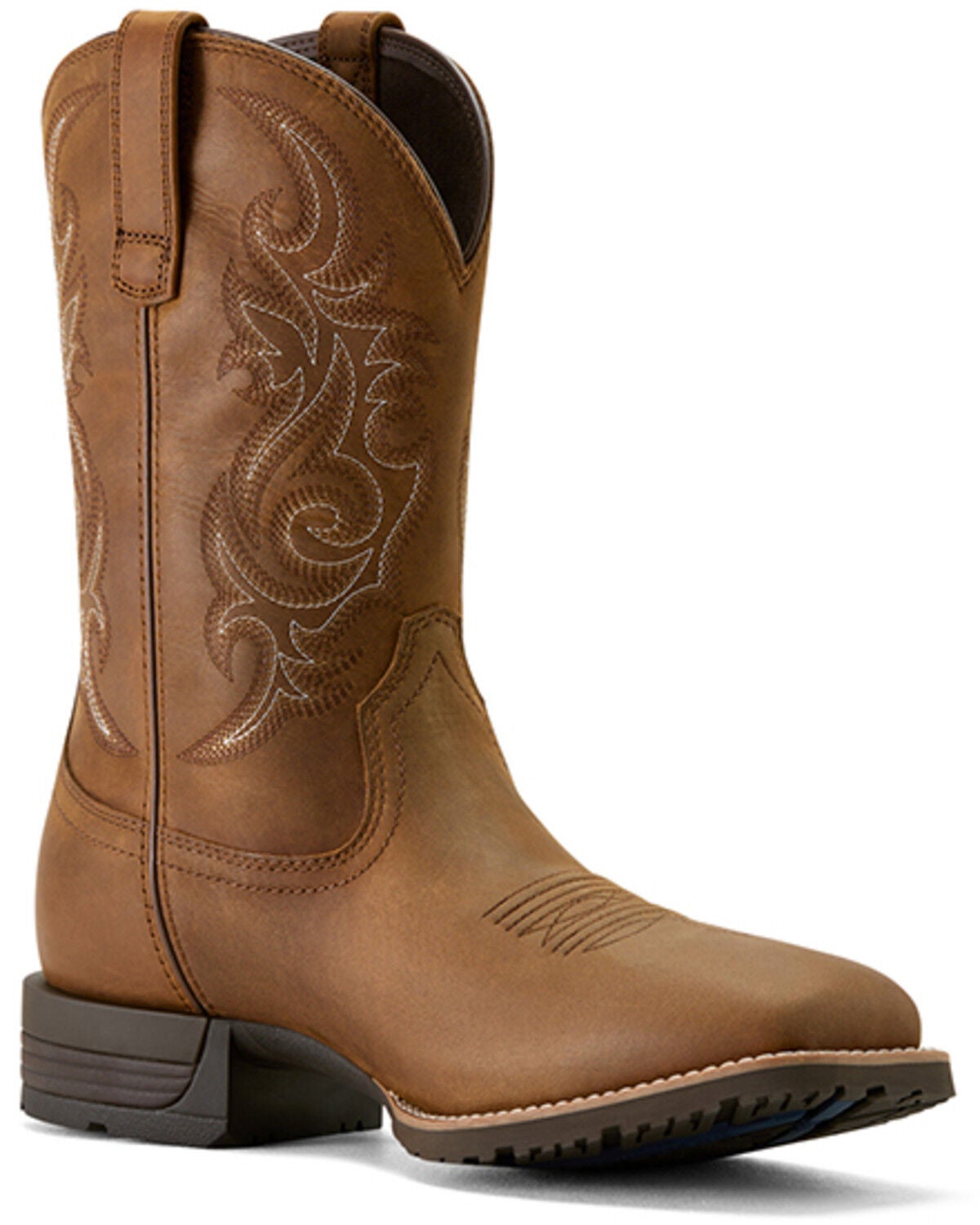Ariat Men's Hybrid Ranchway Waterproof Performance Western Boots - Broad Square Toe, Brown, hi-res