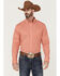 Image #1 - RANK 45® Men's Calgary Geo Print Long Sleeve Button-Down Western Shirt, Red, hi-res