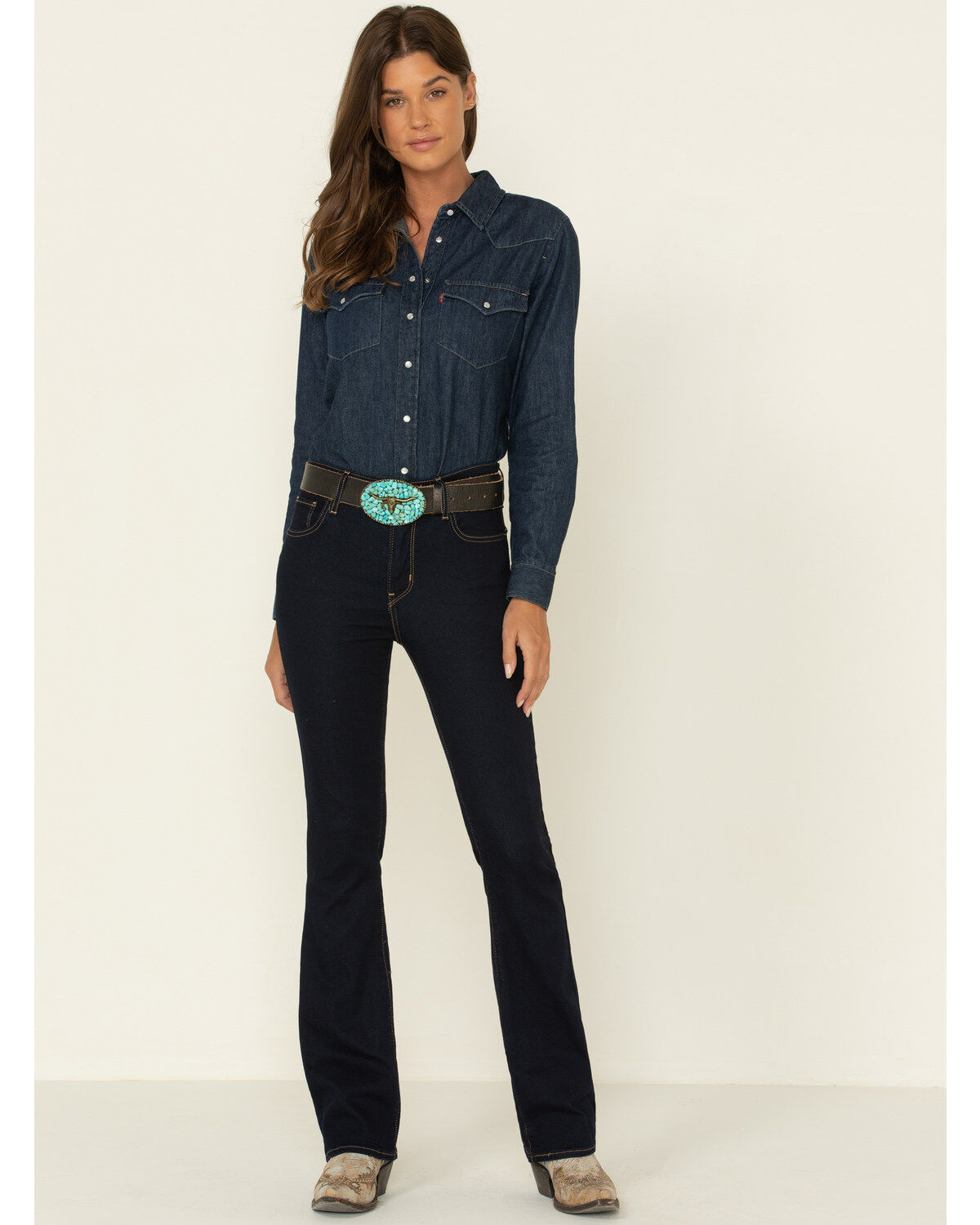 Image #1 - Levi's Women's Dark Horse High Rise 725 Bootcut Jeans, Blue, hi-res