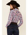Ariat Women's Burgundy Cornflower R.E.A.L. Plaid Embroidered Southwestern Yoke Snap Western Shirt, Burgundy, hi-res