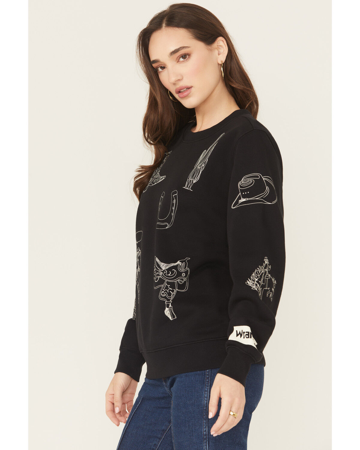 Image #2 - Wrangler Retro Women's Conversational Print Pullover Sweatshirt, Black, hi-res